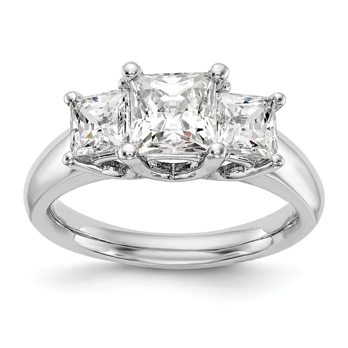 Rings Goldia 016ct CZ Solid Real 14K White Gold 3Stone Engagement Ring