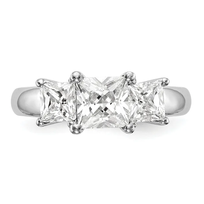 Rings Goldia 016ct CZ Solid Real 14K White Gold 3Stone Engagement Ring