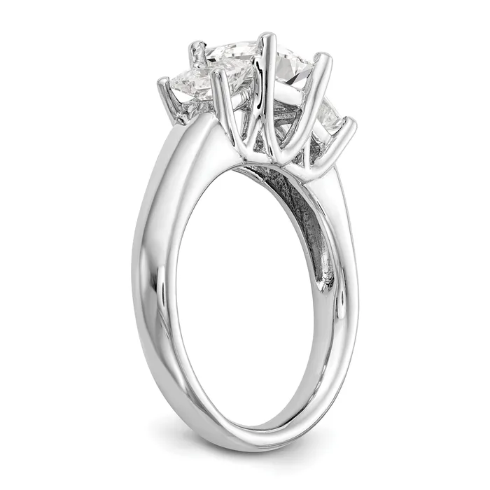 Rings Goldia 016ct CZ Solid Real 14K White Gold 3Stone Engagement Ring