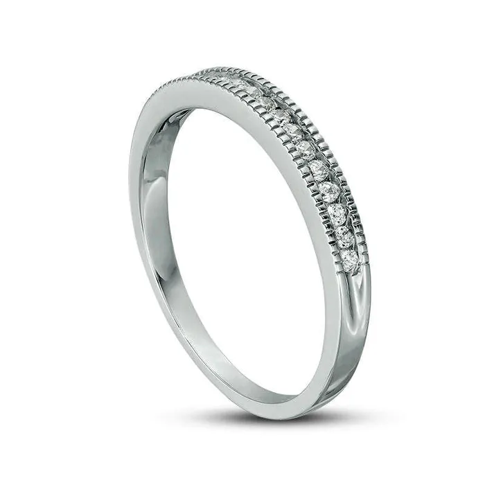 Rings Goldia 017 CT TW Natural Diamond Antique VintageStyle Stackable Band in Solid 10K White Gold Rings Goldia 017 CT TW Natural Diamond Antique VintageStyle Stackable Band in Solid 10K White Gold