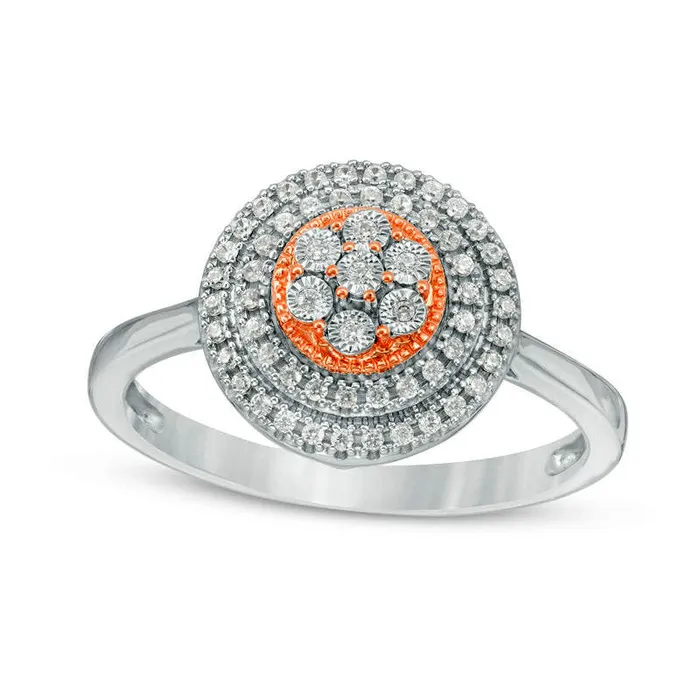Rings Goldia 020 CT TW Composite Natural Diamond Double Frame Ring in Sterling Silver and Solid 10K Rose Gold Rings Goldia 020 CT TW Composite Natural Diamond Double Frame Ring in Sterling Silver and Solid 10K Rose Gold