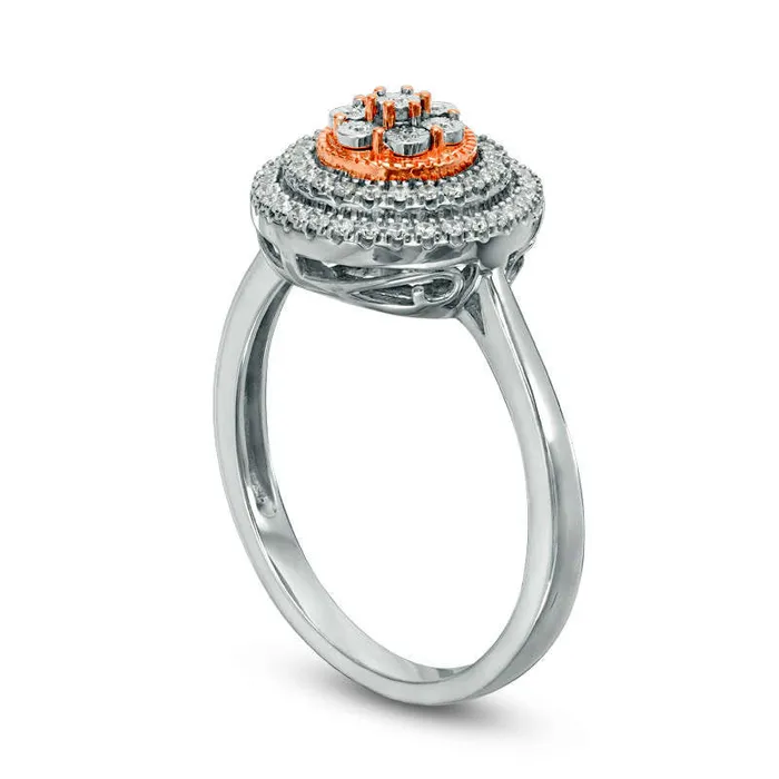 Rings Goldia 020 CT TW Composite Natural Diamond Double Frame Ring in Sterling Silver and Solid 10K Rose Gold Rings Goldia 020 CT TW Composite Natural Diamond Double Frame Ring in Sterling Silver and Solid 10K Rose Gold