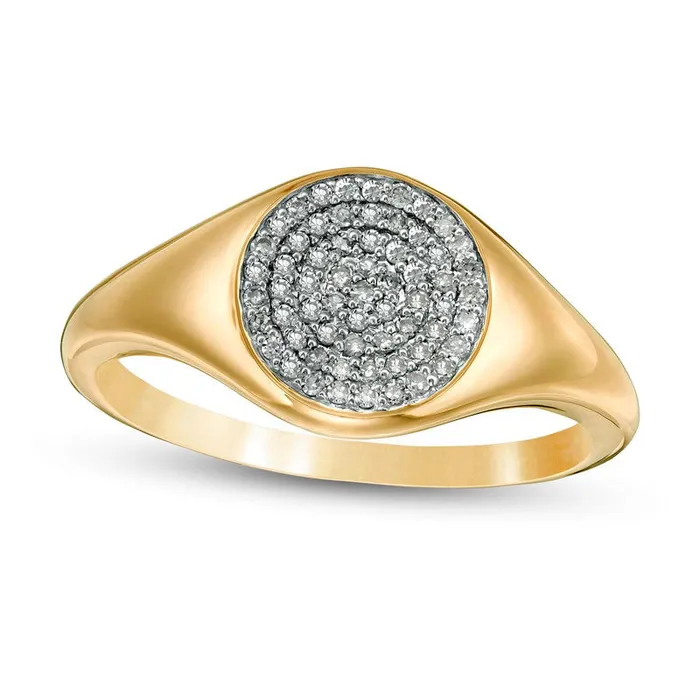 Rings Goldia 020 CT TW Composite Natural Diamond Signet Ring in Solid 14K Gold Rings Goldia 020 CT TW Composite Natural Diamond Signet Ring in Solid 14K Gold