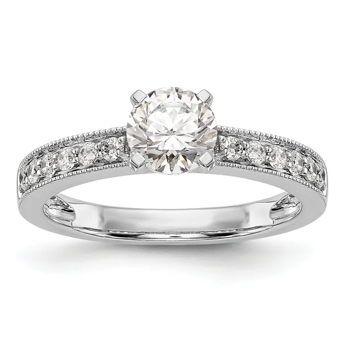 Rings Goldia 024ct CZ Solid Real 14K White Gold Peg Set Engagement Ring