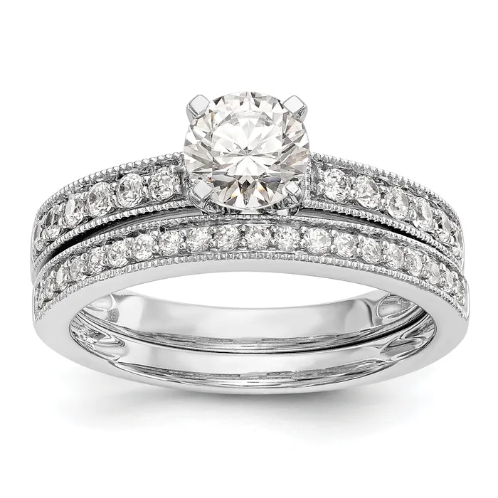 Rings Goldia 024ct CZ Solid Real 14K White Gold Peg Set Engagement Ring