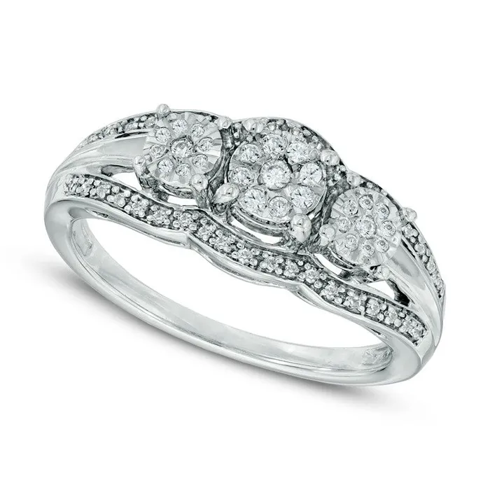 Rings Goldia 025 CT TW Natural Diamond Three Stone Cluster Ring in Sterling Silver Rings Goldia 025 CT TW Natural Diamond Three Stone Cluster Ring in Sterling Silver