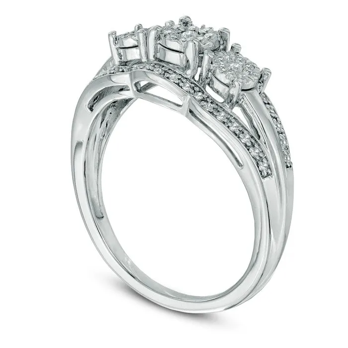 Rings Goldia 025 CT TW Natural Diamond Three Stone Cluster Ring in Sterling Silver Rings Goldia 025 CT TW Natural Diamond Three Stone Cluster Ring in Sterling Silver