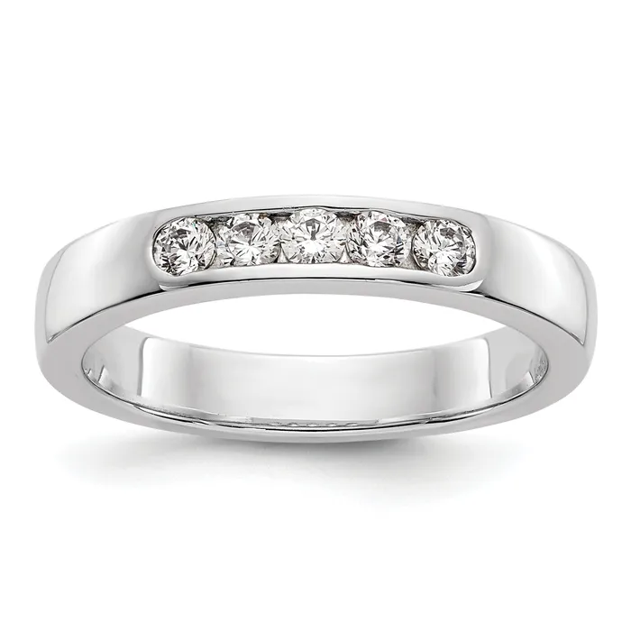 Rings Goldia 026ct CZ Solid Real 14K White Gold 5Stone Channel Wedding Band Ring Rings Goldia 026ct CZ Solid Real 14K White Gold 5Stone Channel Wedding Band Ring