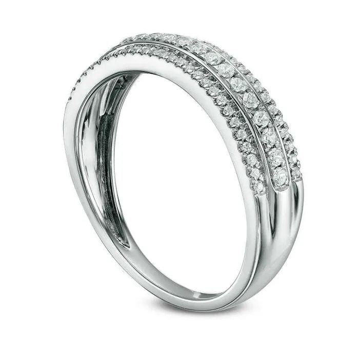 Rings Goldia 033 CT TW Natural Diamond Three Row Wedding Band in Solid 10K White Gold Rings Goldia 033 CT TW Natural Diamond Three Row Wedding Band in Solid 10K White Gold