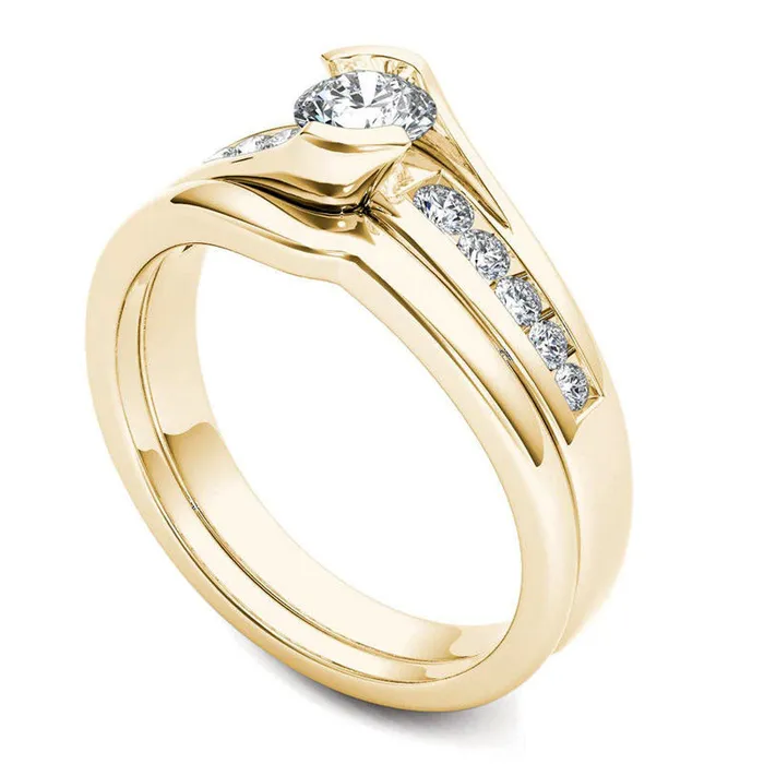 Rings Goldia 050 CT TW Natural Diamond Bypass Bridal Engagement Ring Set in Solid 14K Gold Rings Goldia 050 CT TW Natural Diamond Bypass Bridal Engagement Ring Set in Solid 14K Gold