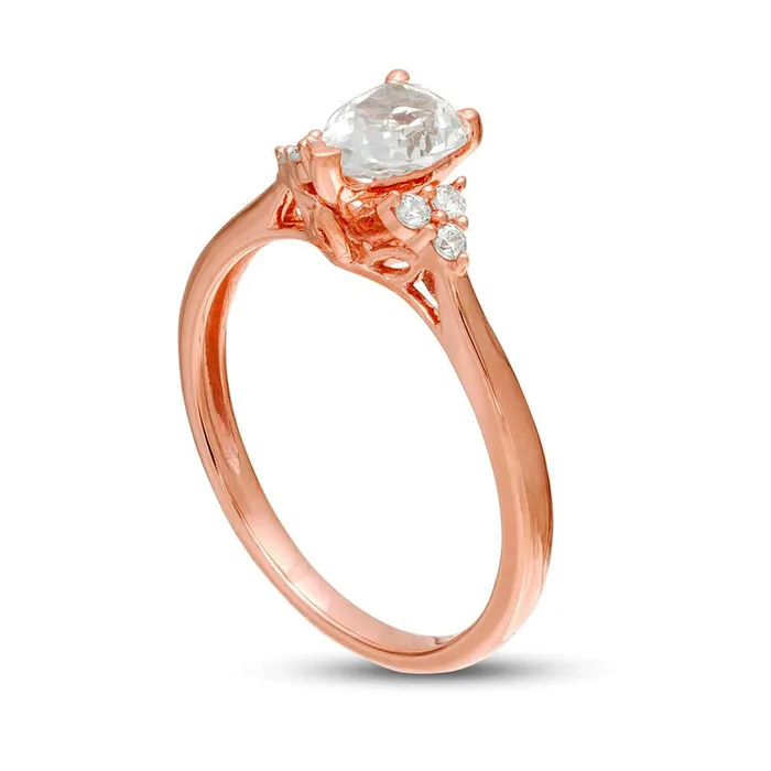 Rings Goldia 063 CT TW PearShaped Natural Diamond TriSides Engagement Ring in Solid 14K Rose Gold Rings Goldia 063 CT TW PearShaped Natural Diamond TriSides Engagement Ring in Solid 14K Rose Gold
