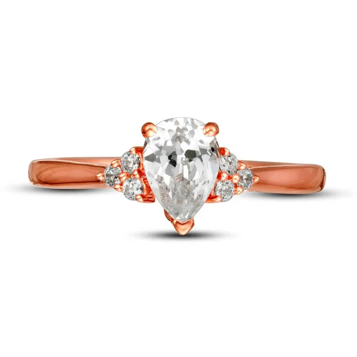 Rings Goldia 063 CT TW PearShaped Natural Diamond TriSides Engagement Ring in Solid 14K Rose Gold Rings Goldia 063 CT TW PearShaped Natural Diamond TriSides Engagement Ring in Solid 14K Rose Gold