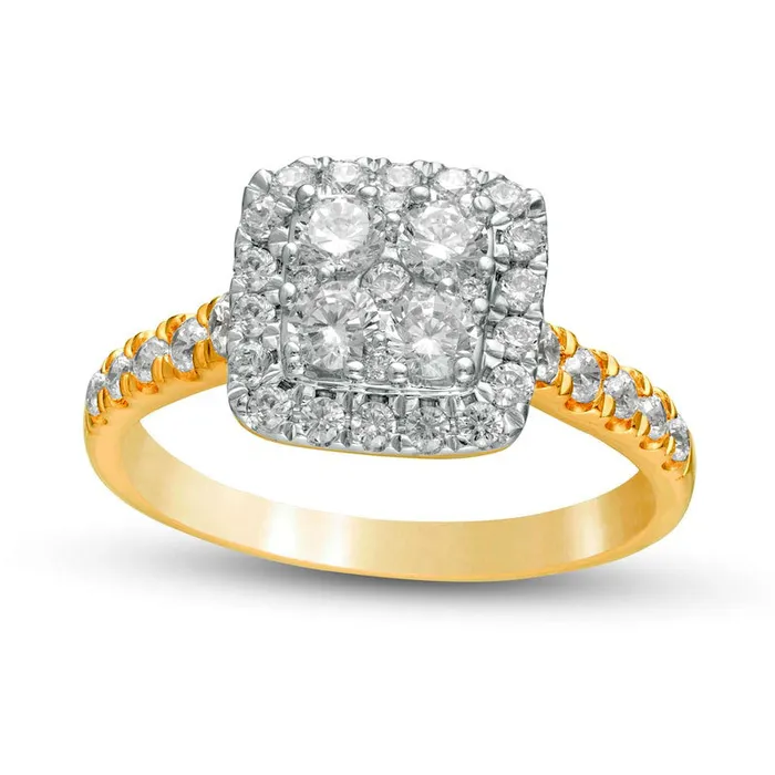 Rings Goldia 10 CT TW Composite Natural Diamond Cushion Frame Engagement Ring in Solid 10K Yellow Gold Rings Goldia 10 CT TW Composite Natural Diamond Cushion Frame Engagement Ring in Solid 10K Yellow Gold