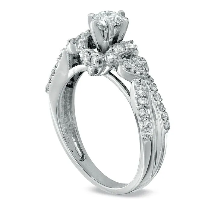 Rings Goldia 10 CT TW Natural Diamond Cluster Engagement Ring in Solid 14K White Gold Rings Goldia 10 CT TW Natural Diamond Cluster Engagement Ring in Solid 14K White Gold