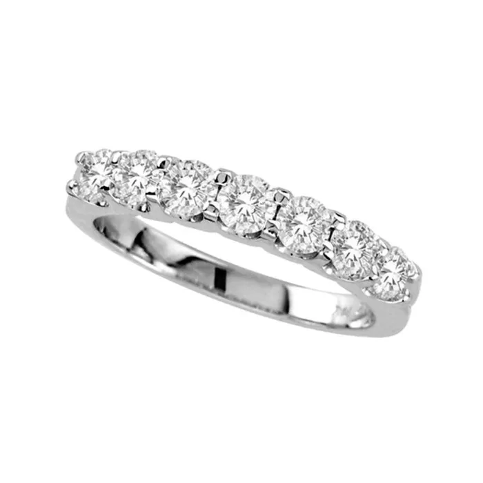 Rings Goldia 10 CT TW Natural Diamond Seven Stone Wedding Band in Solid 14K White Gold Rings Goldia 10 CT TW Natural Diamond Seven Stone Wedding Band in Solid 14K White Gold