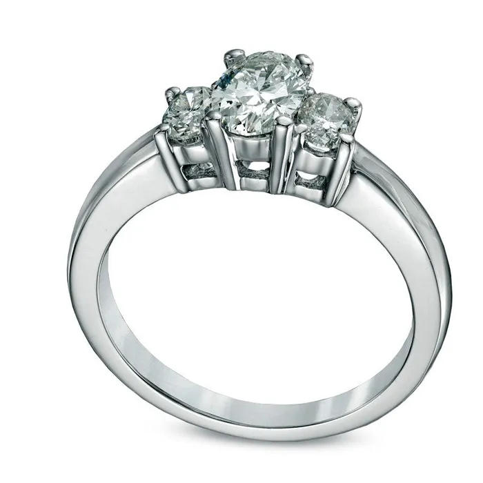 Rings Goldia 113 CT TW Oval Natural Diamond Three Stone Engagement Ring in Solid 14K White Gold Rings Goldia 113 CT TW Oval Natural Diamond Three Stone Engagement Ring in Solid 14K White Gold