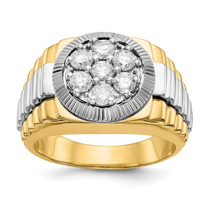 Rings Goldia 14k TwoTone 1 Ct Lab Grown Diamond VSSI G Ridged Mens Ring Rings Goldia 14k TwoTone 1 Ct Lab Grown Diamond VSSI G Ridged Mens Ring