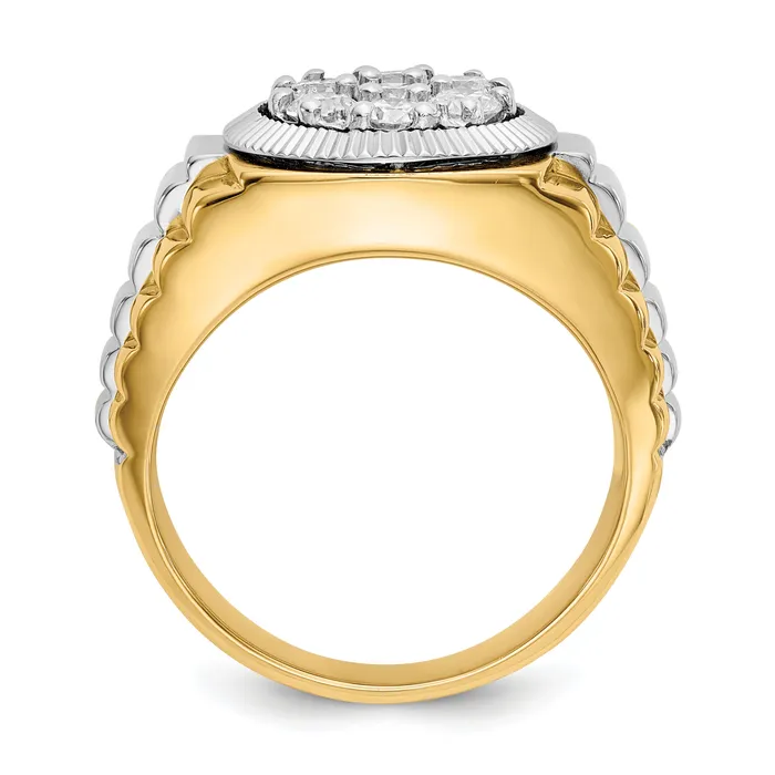Rings Goldia 14k TwoTone 1 Ct Lab Grown Diamond VSSI G Ridged Mens Ring