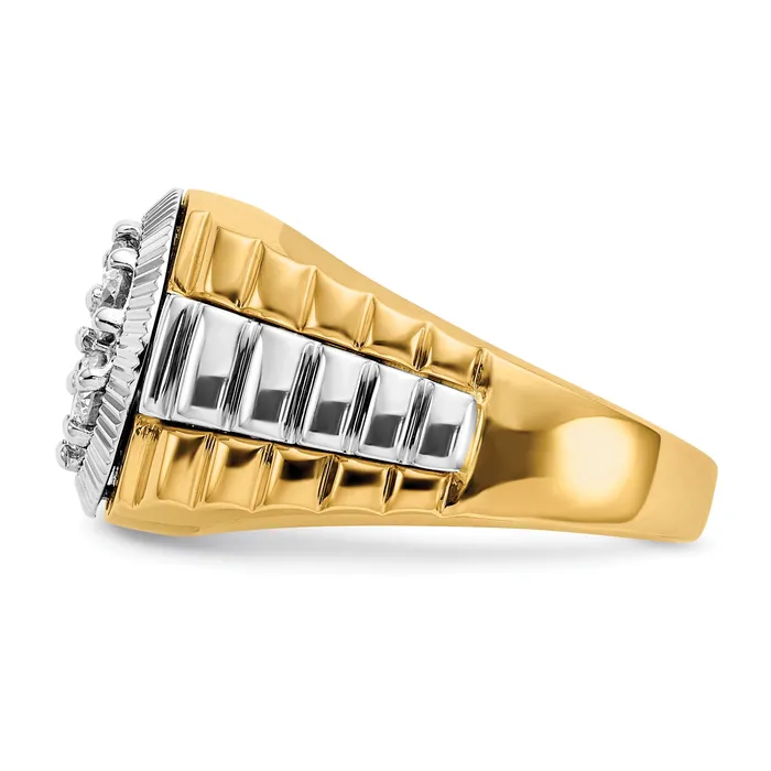 Rings Goldia 14k TwoTone 1 Ct Lab Grown Diamond VSSI G Ridged Mens Ring