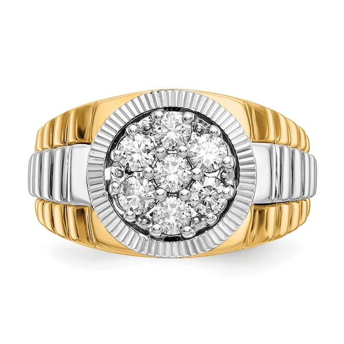 Rings Goldia 14k TwoTone 1 Ct Lab Grown Diamond VSSI G Ridged Mens Ring