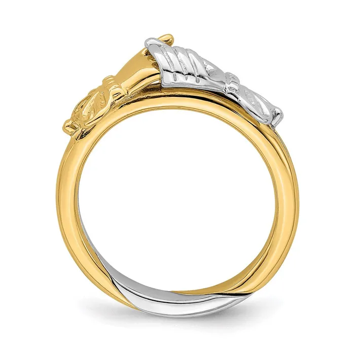 Rings Goldia 14K TwoTone Gold Claddaghstyle wConnecting Hands Ring