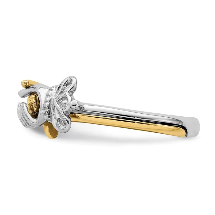 Rings Goldia 14K TwoTone Gold Claddaghstyle wConnecting Hands Ring