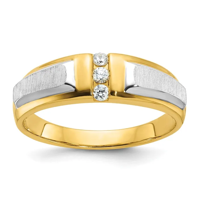 Rings Goldia 14k Twotone Gold Mens Polished and Satin 18 carat Diamond Complete Ring Rings Goldia 14k Twotone Gold Mens Polished and Satin 18 carat Diamond Complete Ring