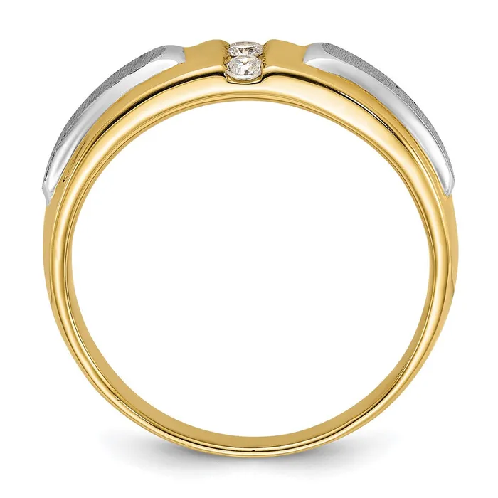 Rings Goldia 14k Twotone Gold Mens Polished and Satin 18 carat Diamond Complete Ring