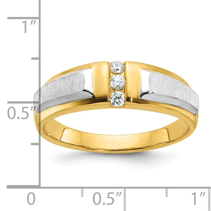 Rings Goldia 14k Twotone Gold Mens Polished and Satin 18 carat Diamond Complete Ring