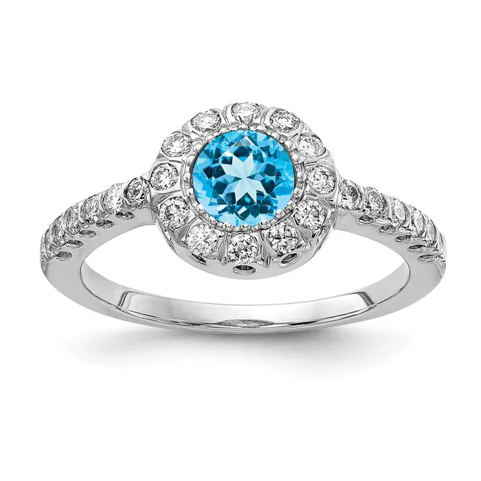 Rings Goldia 14k White Gold 5mm Blue Topaz A Real Diamond ring
