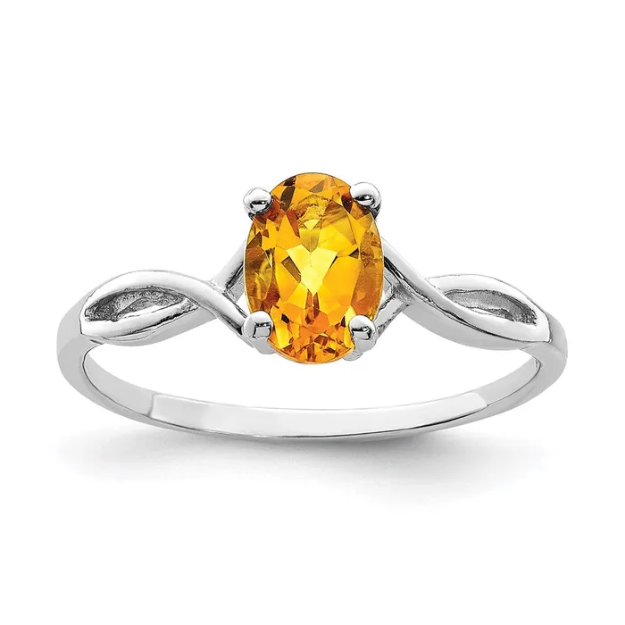 Rings Goldia 14k White Gold 7x5mm Oval Citrine Checker ring