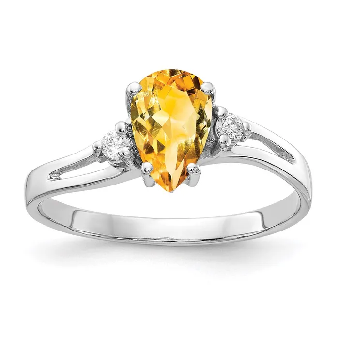 Rings Goldia 14k White Gold 7x5mm Pear Citrine A Real Diamond ring