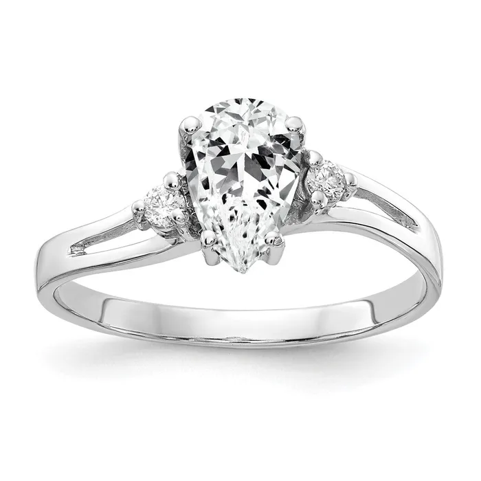 Rings Goldia 14k White Gold 7x5mm Pear Cubic Zirconia AA Diamond ring
