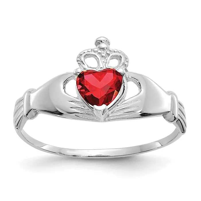 Rings Goldia 14k White Gold CZ January Birthstone Claddagh Heart Ring