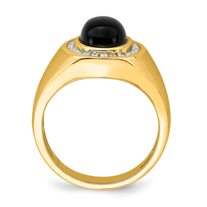 Rings Goldia 14k Yellow Gold 14 Ct Lab Grown Diamond VSSI G and Oval Onyx Mens Ring