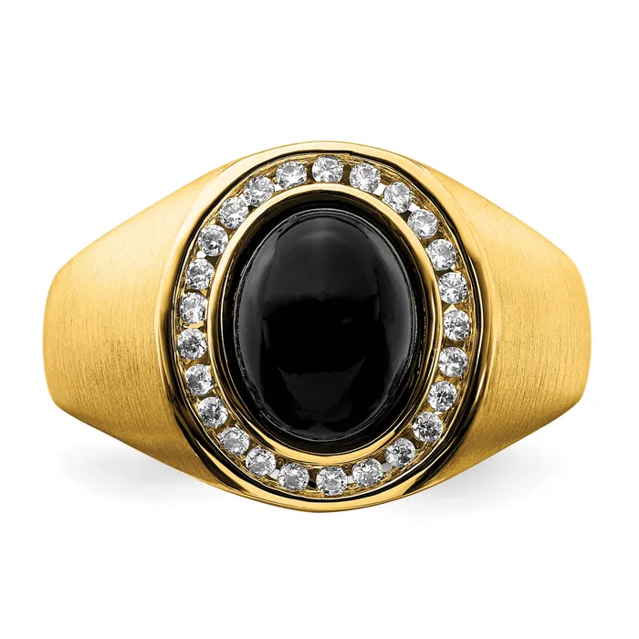 Rings Goldia 14k Yellow Gold 14 Ct Lab Grown Diamond VSSI G and Oval Onyx Mens Ring