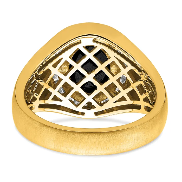 Rings Goldia 14k Yellow Gold 14 Ct Lab Grown Diamond VSSI G and Oval Onyx Mens Ring