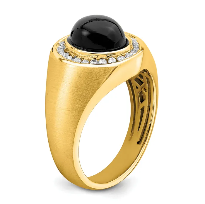 Rings Goldia 14k Yellow Gold 14 Ct Lab Grown Diamond VSSI G and Oval Onyx Mens Ring
