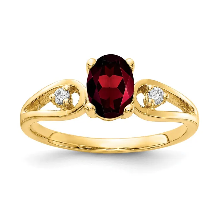 Rings Goldia 14k Yellow Gold 7x5mm Oval Garnet AA Diamond ring