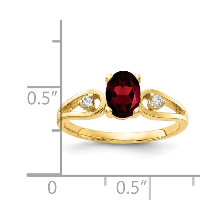 Rings Goldia 14k Yellow Gold 7x5mm Oval Garnet AA Diamond ring