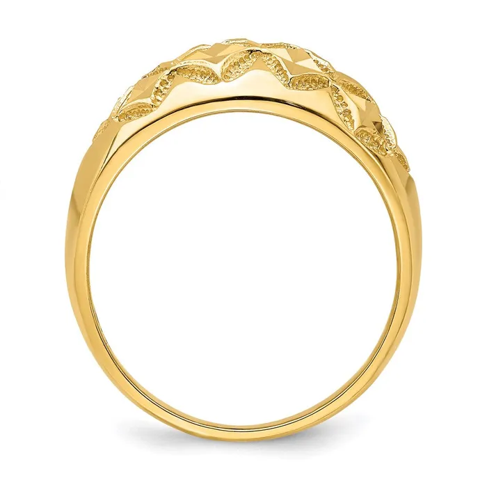 Rings Goldia 14K Yellow Gold DC Real Diamond Pattern Solid Dome Ring