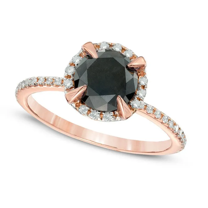 Rings Goldia 20 CT TW Enhanced Black and White Natural Diamond Frame Engagement Ring in Solid 10K Rose Gold Rings Goldia 20 CT TW Enhanced Black and White Natural Diamond Frame Engagement Ring in Solid 10K Rose Gold