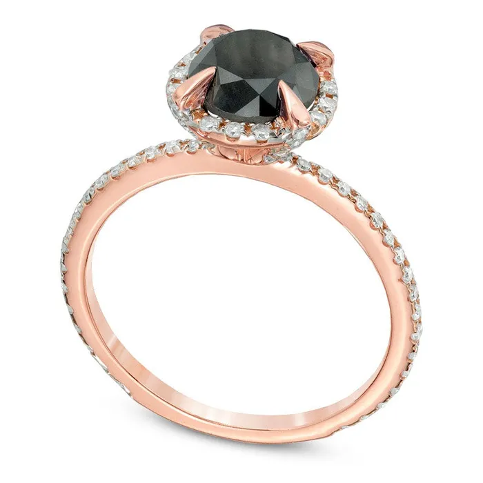 Rings Goldia 20 CT TW Enhanced Black and White Natural Diamond Frame Engagement Ring in Solid 10K Rose Gold Rings Goldia 20 CT TW Enhanced Black and White Natural Diamond Frame Engagement Ring in Solid 10K Rose Gold