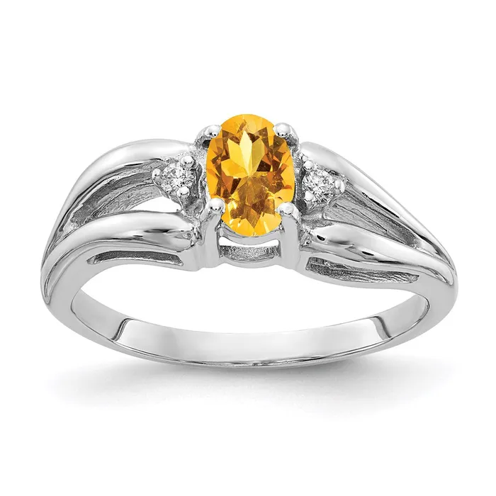Rings goldiaca 14k White Gold 6x4mm Oval Citrine Checker AA Real Diamond ring Rings goldiaca 14k White Gold 6x4mm Oval Citrine Checker AA Real Diamond ring