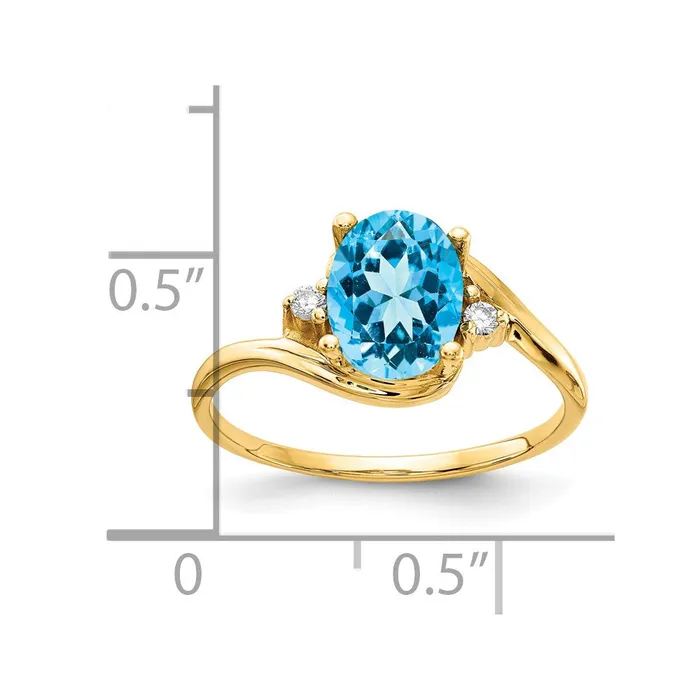 Rings goldiaca 14K Yellow Gold 8x6mm Oval Blue Topaz Checker AA Real Diamond ring Rings goldiaca 14K Yellow Gold 8x6mm Oval Blue Topaz Checker AA Real Diamond ring