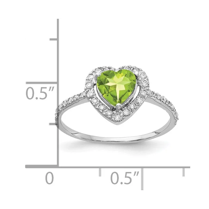 Rings Goldiacom 14k White Gold 6mm Heart Peridot A Real Diamond ring