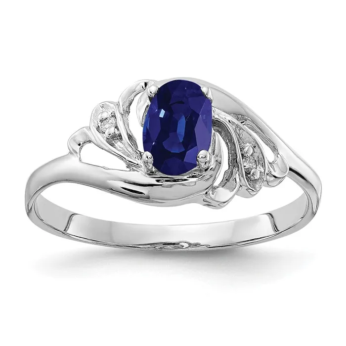 Rings Goldiacom 14k White Gold 6x4mm Oval Sapphire AAA Real Diamond ring Rings Goldiacom 14k White Gold 6x4mm Oval Sapphire AAA Real Diamond ring