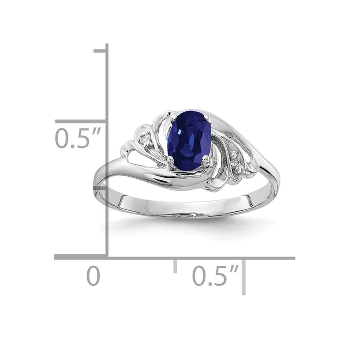 Rings Goldiacom 14k White Gold 6x4mm Oval Sapphire AAA Real Diamond ring