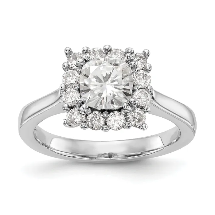 Rings Goldiacom 14k White Gold Cushion Halo Engagement Simulated Diamond Ring