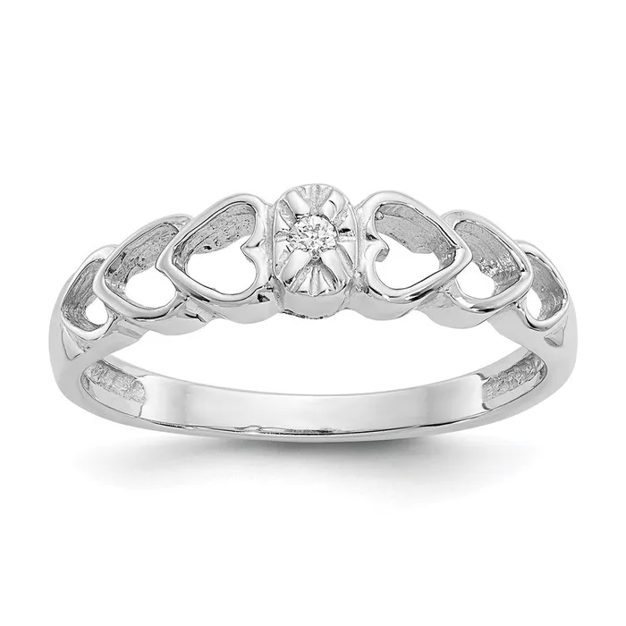 Rings Goldiacom 14k White Gold VS Real Diamond heart ring